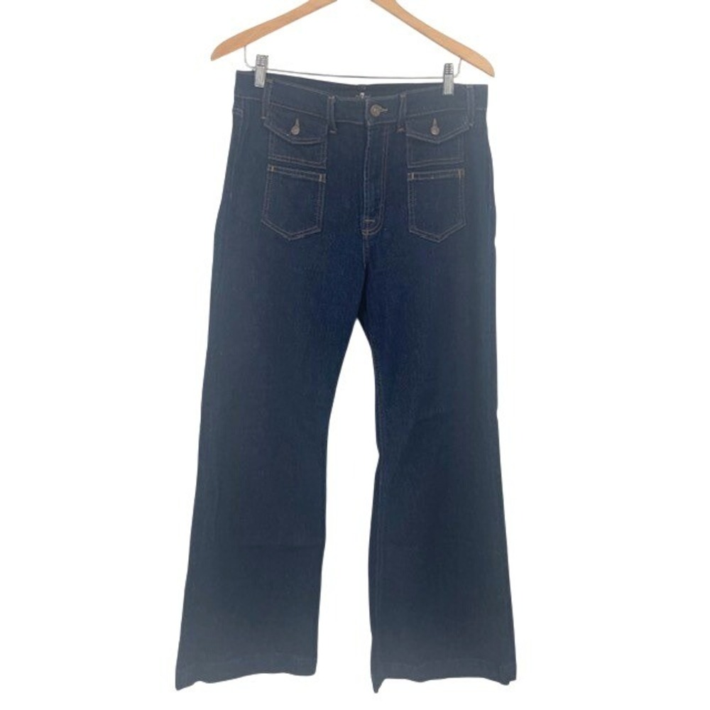 Y2K 7 For All Mankind Jeans 31 Dark Wash Flare Utility Pocket Wide Leg Denim